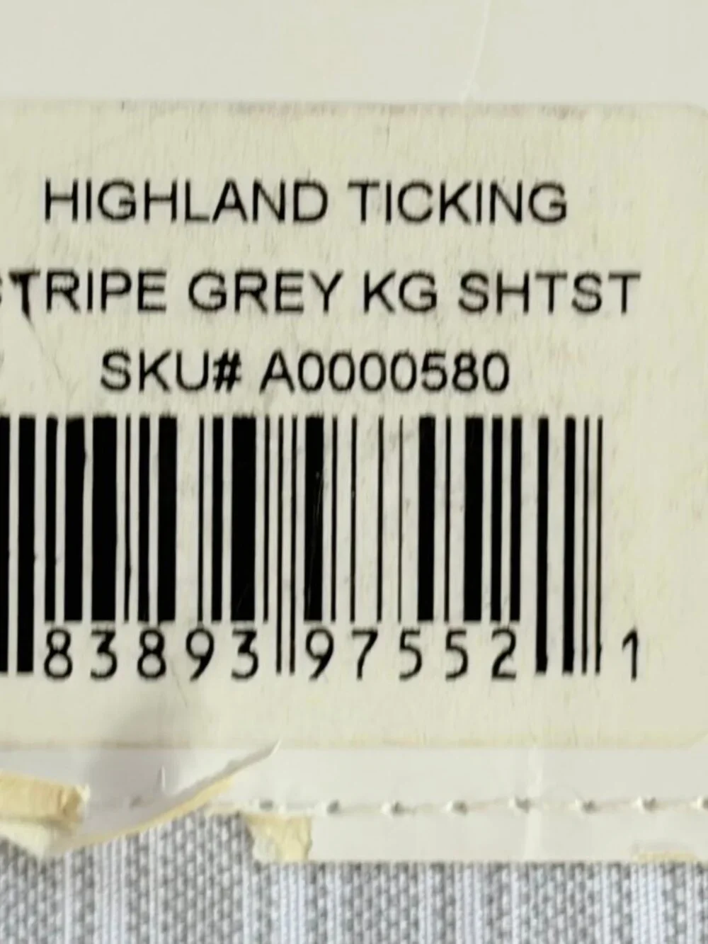 Tommy Hilfiger King SIze Sheet Set HIGHLAND TICKING Gray Stripe Percale Cotton